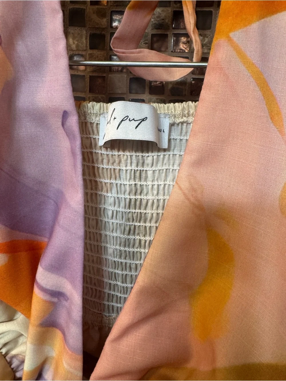 Petal & Pup Pastel Floral Draped Panel in Orange, Lilac & Cream